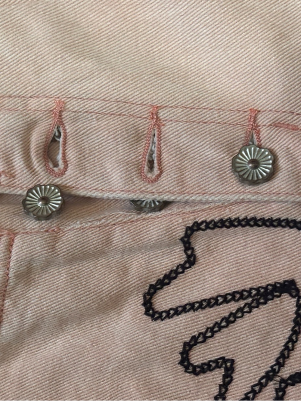 POL Peach Pants with Black Embroidered Floral Detail - Picture 17 of 17